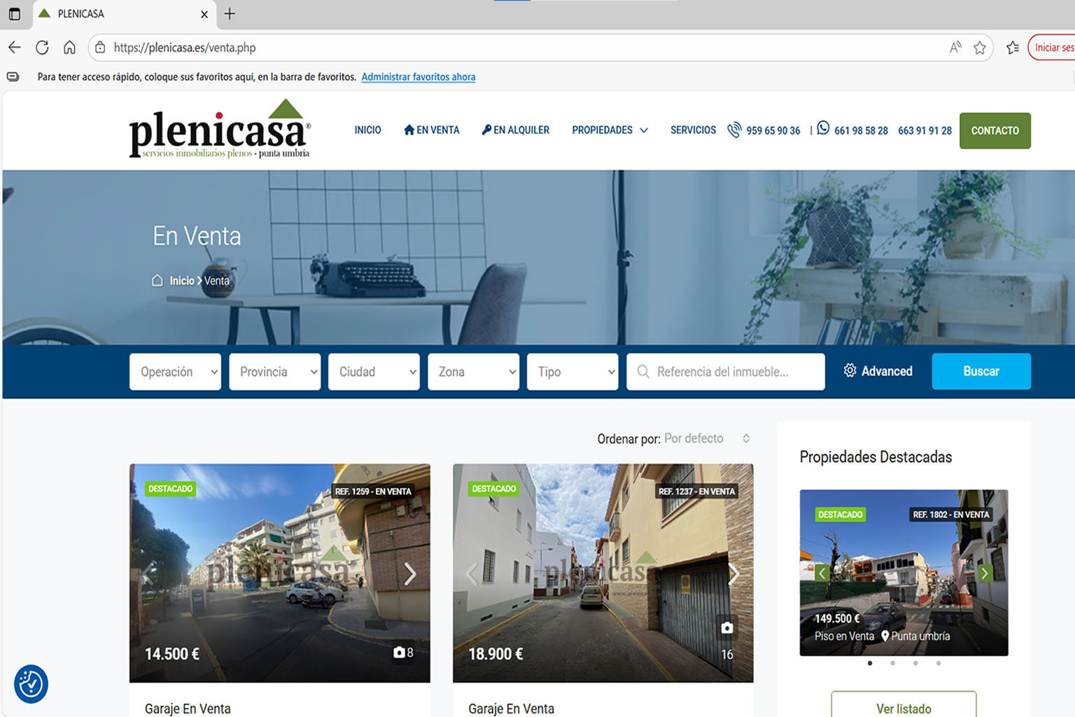 Interfaz de NetFincas Inmobiliaria, software inmobiliario